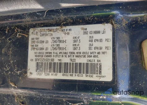 2001 Dodge Ram 2500 St z USA, uszkodzony, nr VIN 3B7KF23Z31G231369